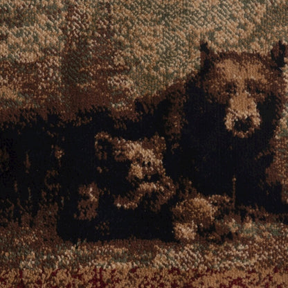 2' x 3' Mother Bear, Cubs Nature Themed Olefin Area Rug