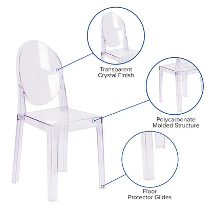 Ghost Chair with Oval Back in Revna Transparent Crystal