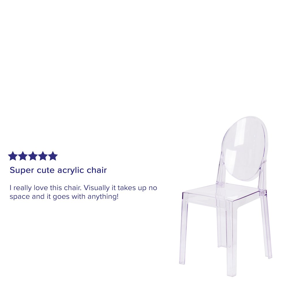 Ghost Chair with Oval Back in Revna Transparent Crystal