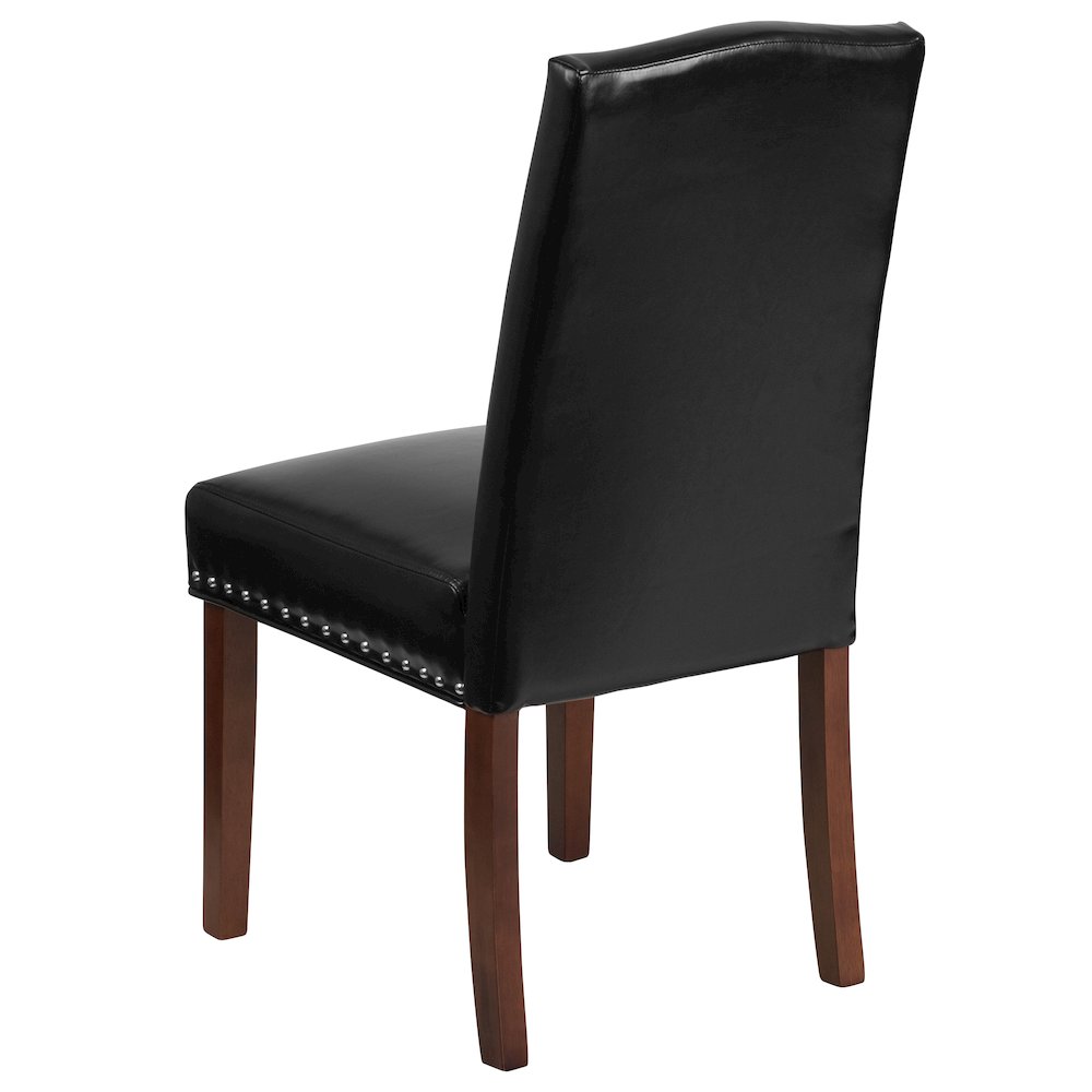 Black LeatherSoft Parsons Chair with Silver Accent Nail Trim