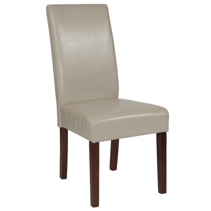 Greenwich Series Beige LeatherSoft Upholstered Panel Back Mid-Century Parsons Dining Chair