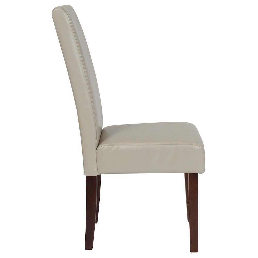 Greenwich Series Beige LeatherSoft Upholstered Panel Back Mid-Century Parsons Dining Chair