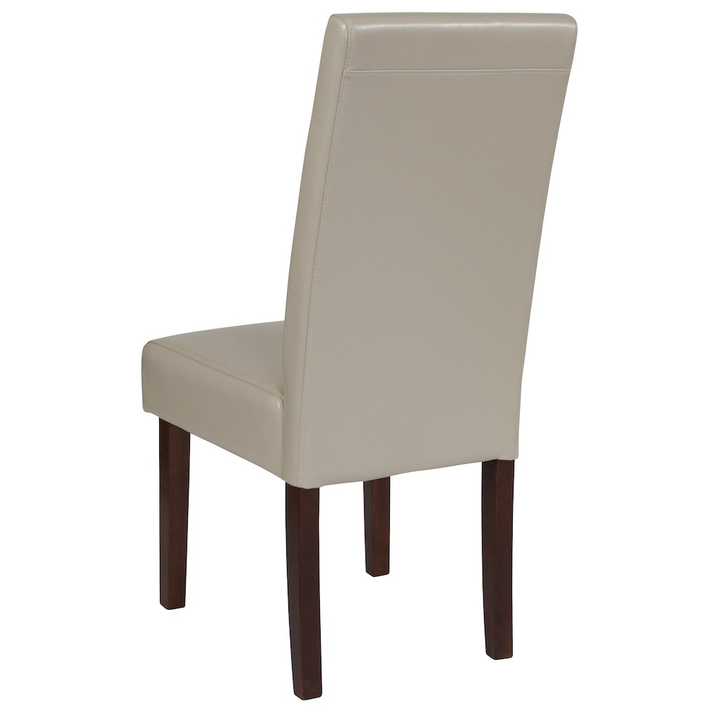 Greenwich Series Beige LeatherSoft Upholstered Panel Back Mid-Century Parsons Dining Chair