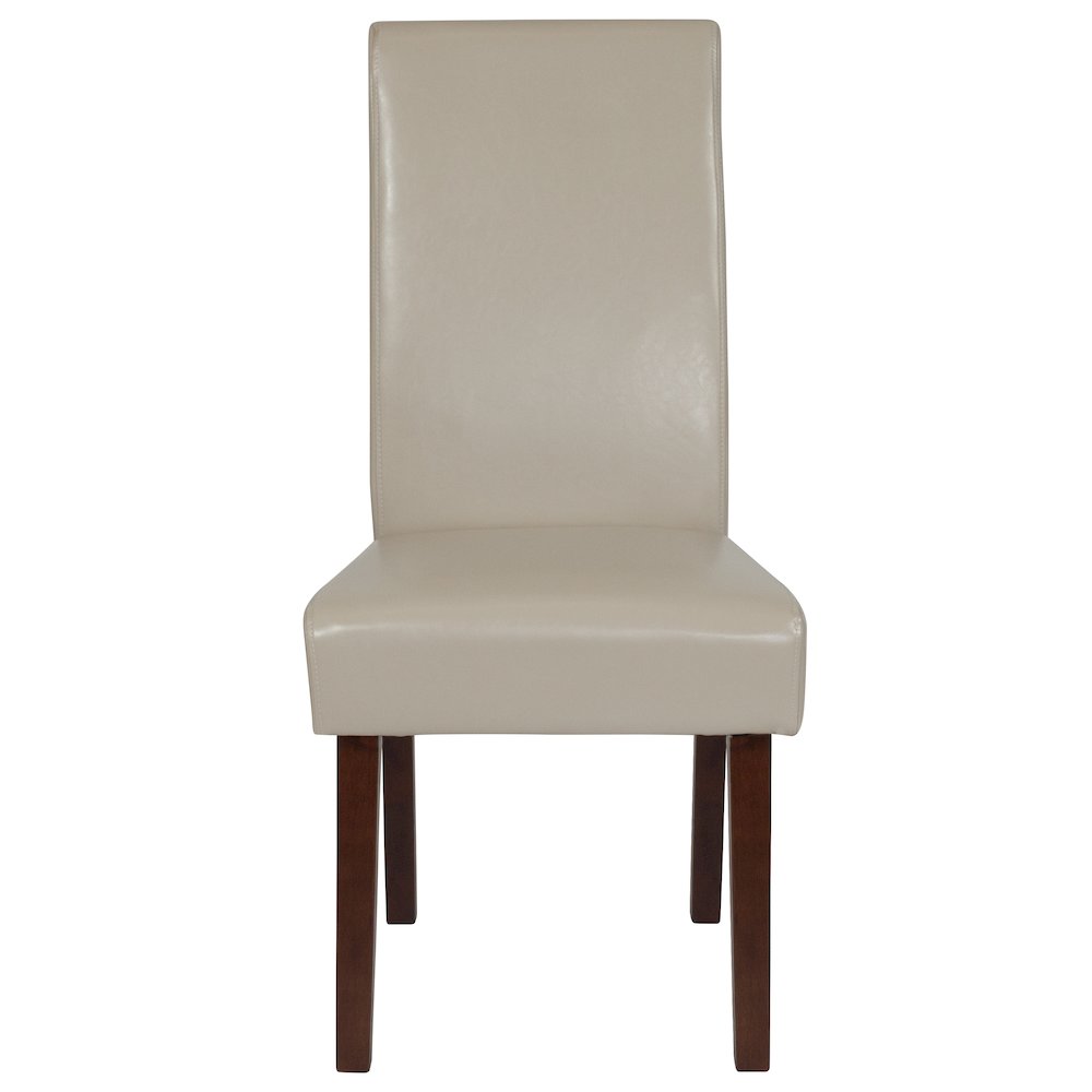 Greenwich Series Beige LeatherSoft Upholstered Panel Back Mid-Century Parsons Dining Chair