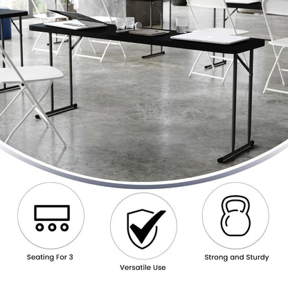 6-Foot Black Plastic Folding Training Table