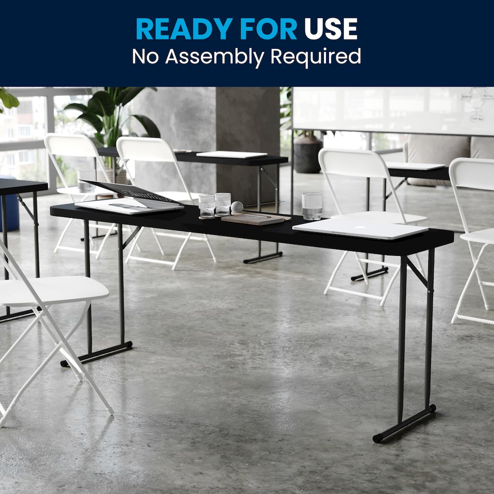 6-Foot Black Plastic Folding Training Table