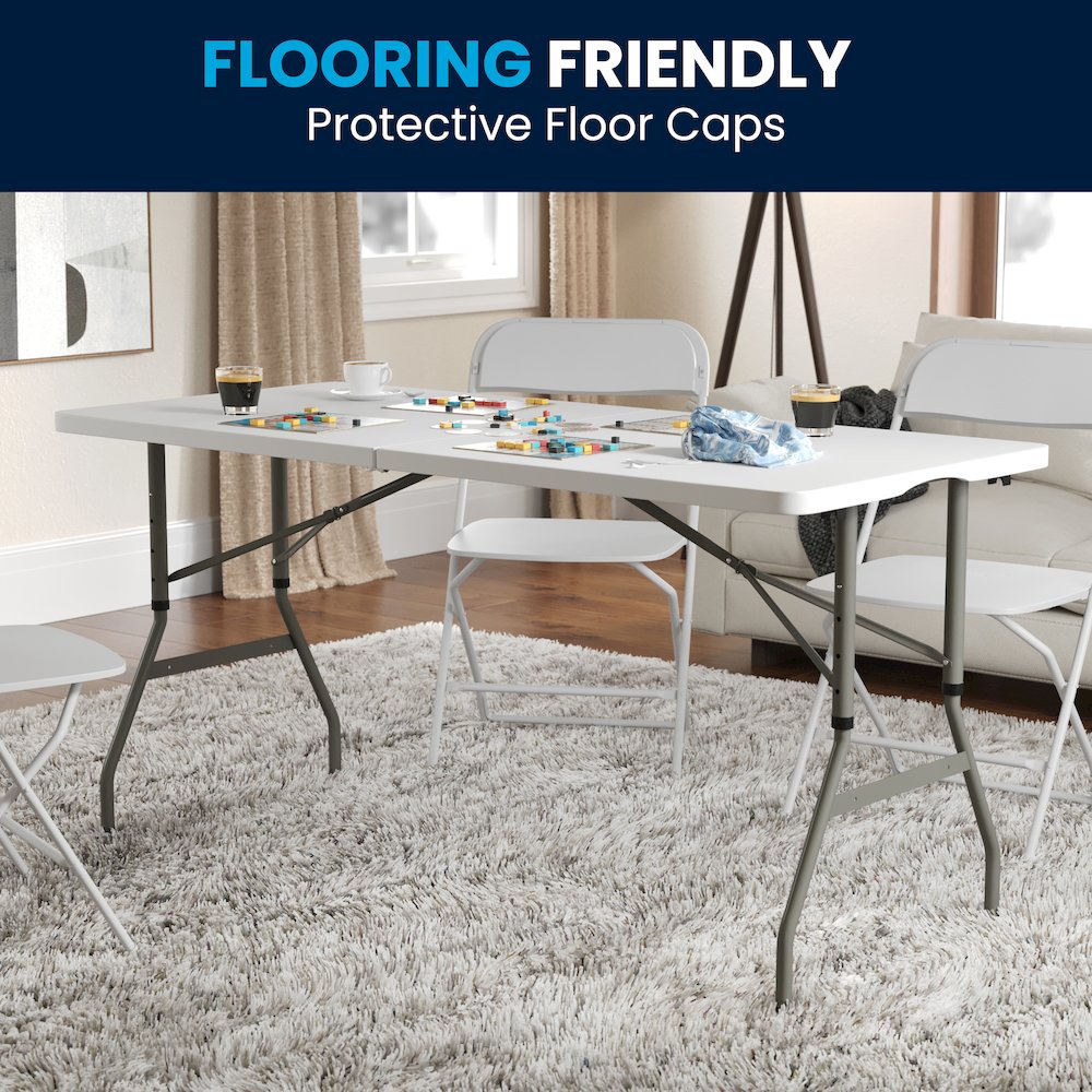 5-Foot Height Bi-Fold Granite White Plastic Banquet and Event Folding Table