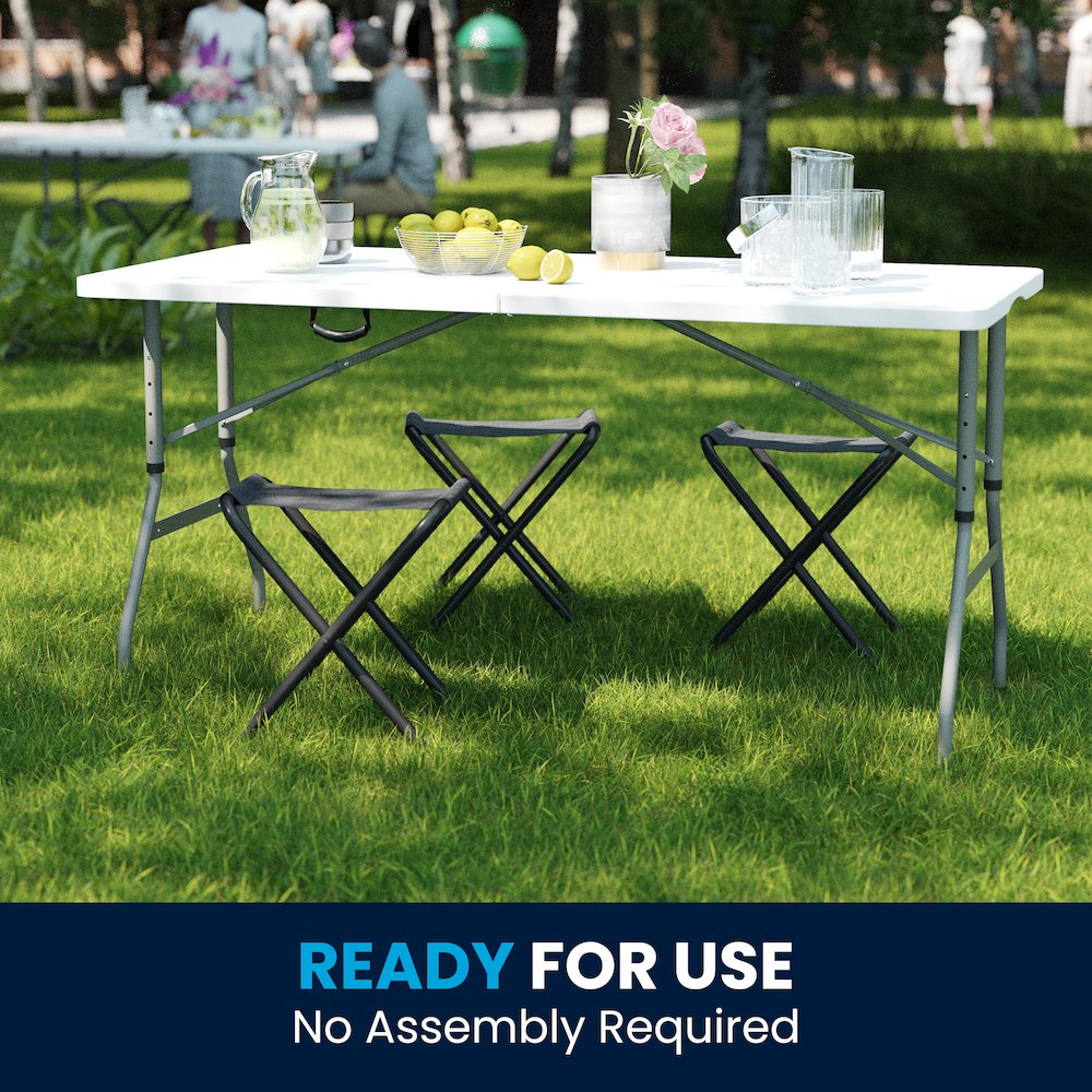 5-Foot Height Bi-Fold Granite White Plastic Banquet and Event Folding Table