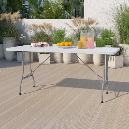 6-Foot Granite White Plastic Folding Table