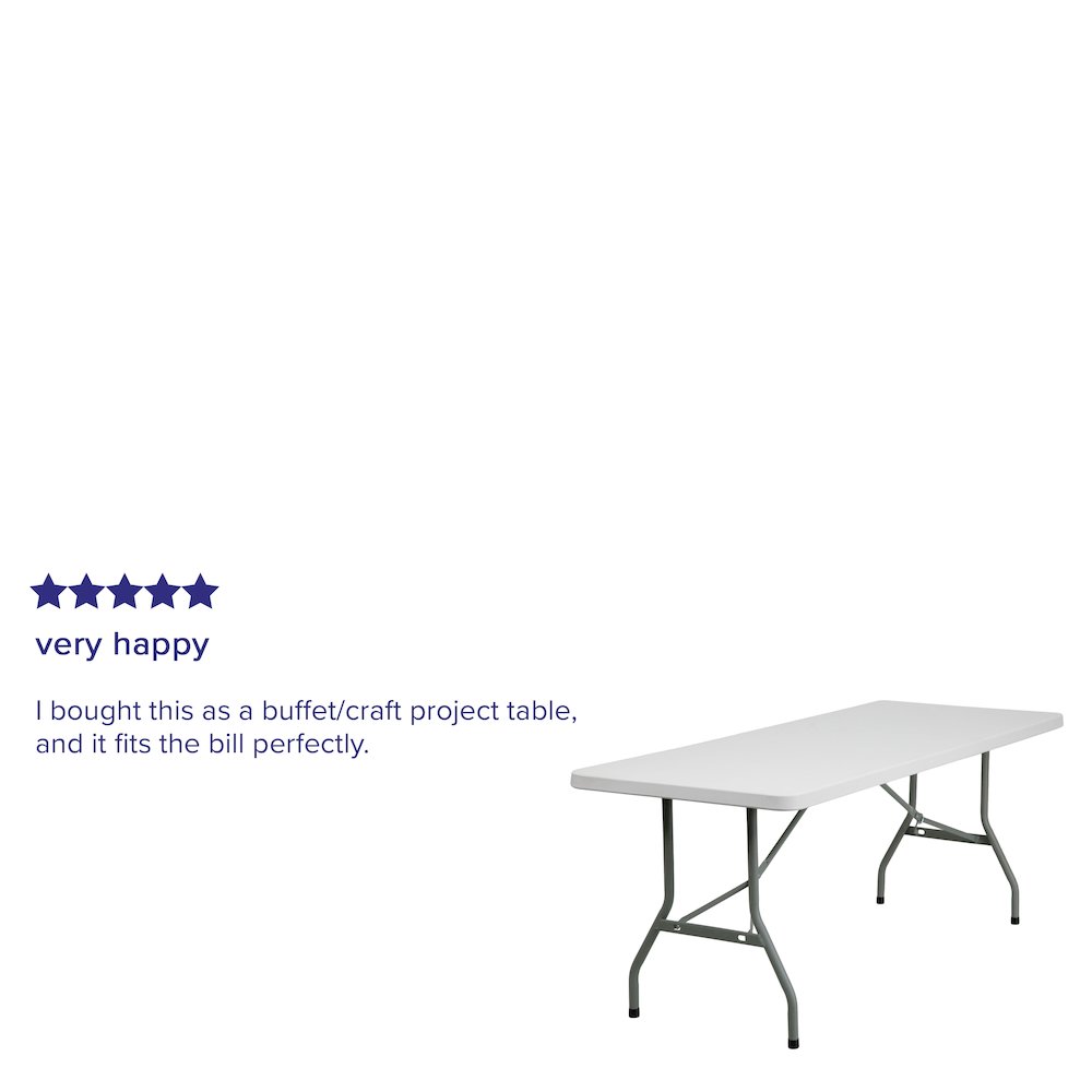 6-Foot Granite White Plastic Folding Table