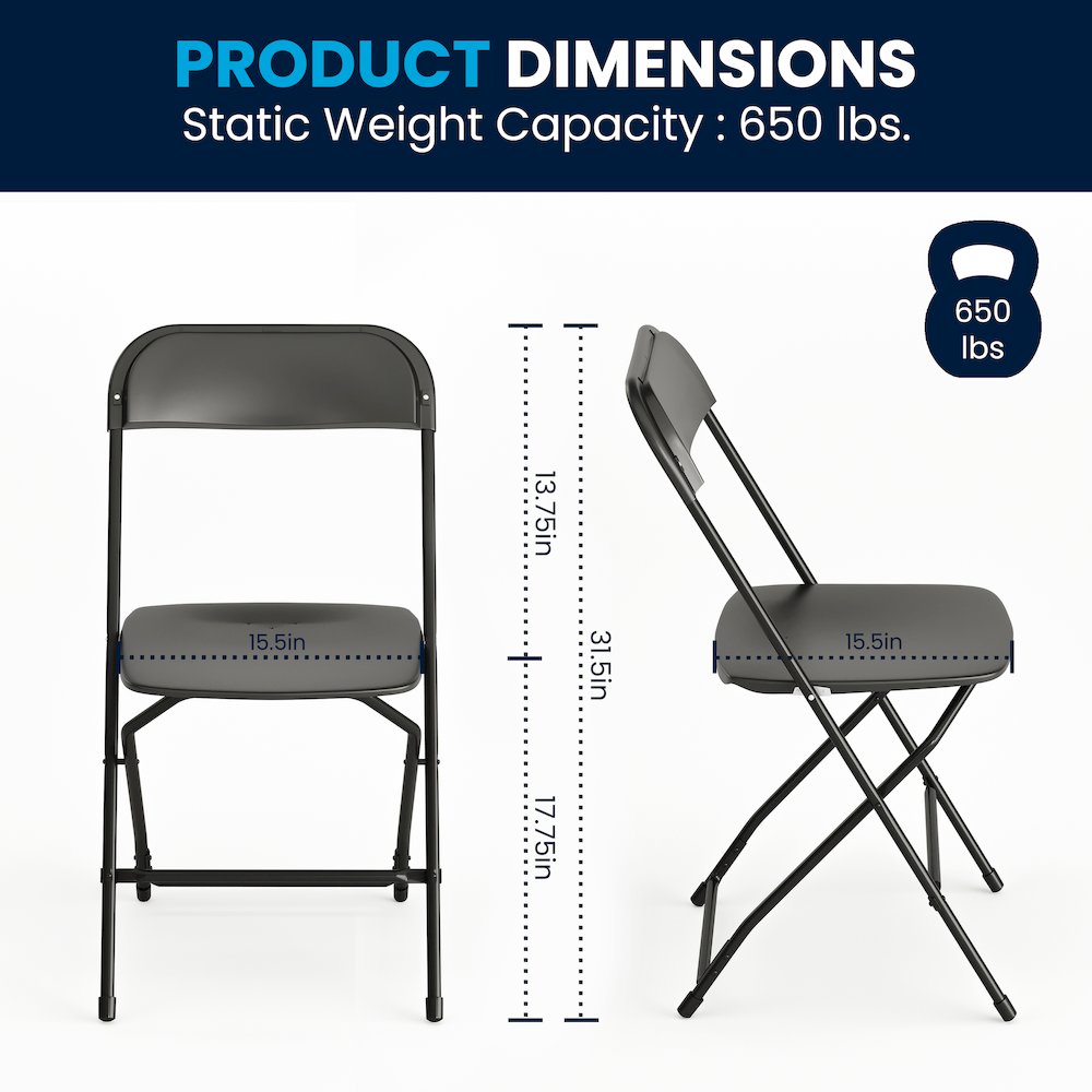 8' Granite White Plastic Event/Training Folding Table Set with 10 Folding Chairs