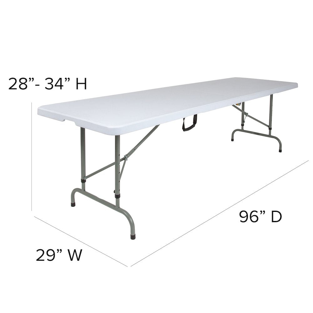 8-Foot Height Bi-Fold Granite White Plastic Banquet and Event Folding Table