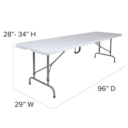 8-Foot Height Bi-Fold Granite White Plastic Banquet and Event Folding Table