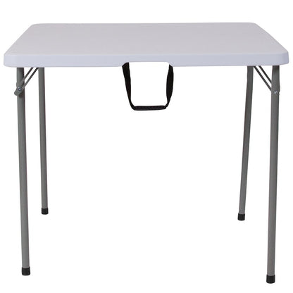 2.79-Foot Bi-Fold Granite White Plastic Folding Table with Carrying Handle