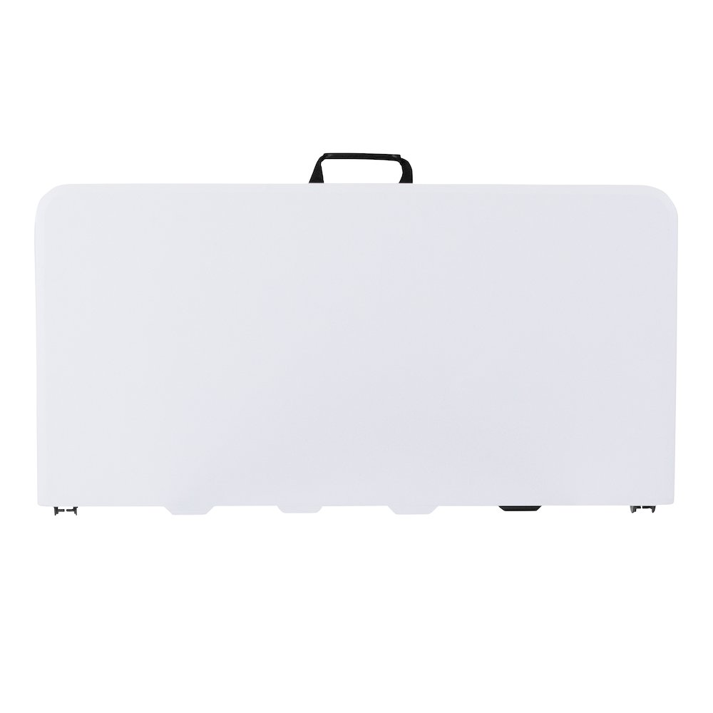 2.79-Foot Bi-Fold Granite White Plastic Folding Table with Carrying Handle