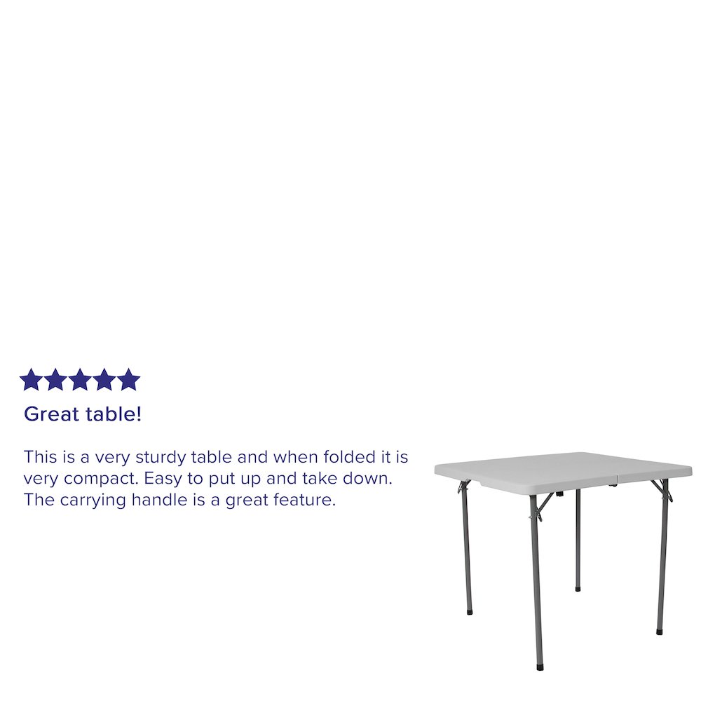 2.79-Foot Bi-Fold Granite White Plastic Folding Table with Carrying Handle