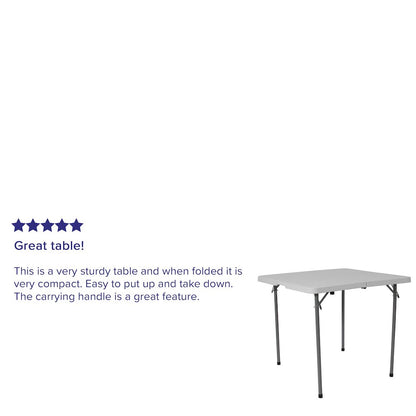 2.79-Foot Bi-Fold Granite White Plastic Folding Table with Carrying Handle