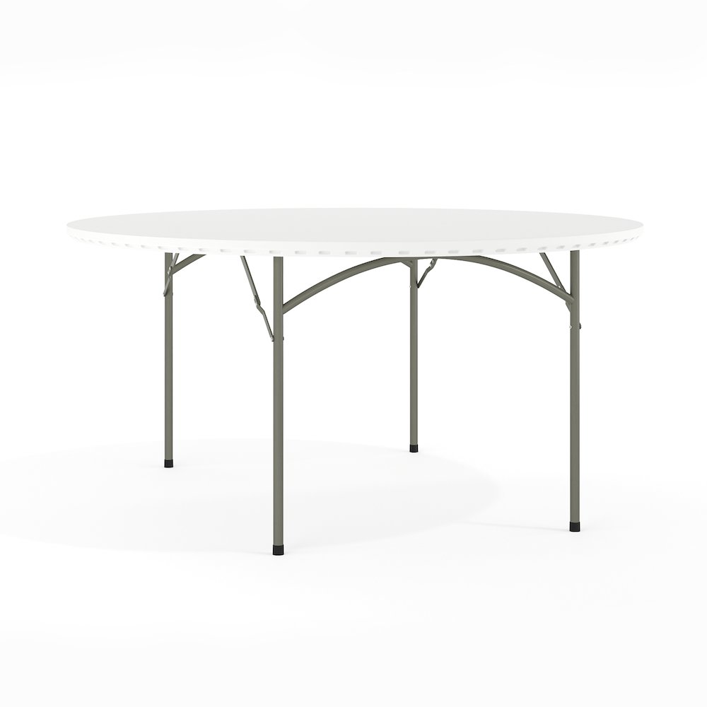 5-Foot Round Granite White Plastic Folding Table, Round Table for 8 Guests