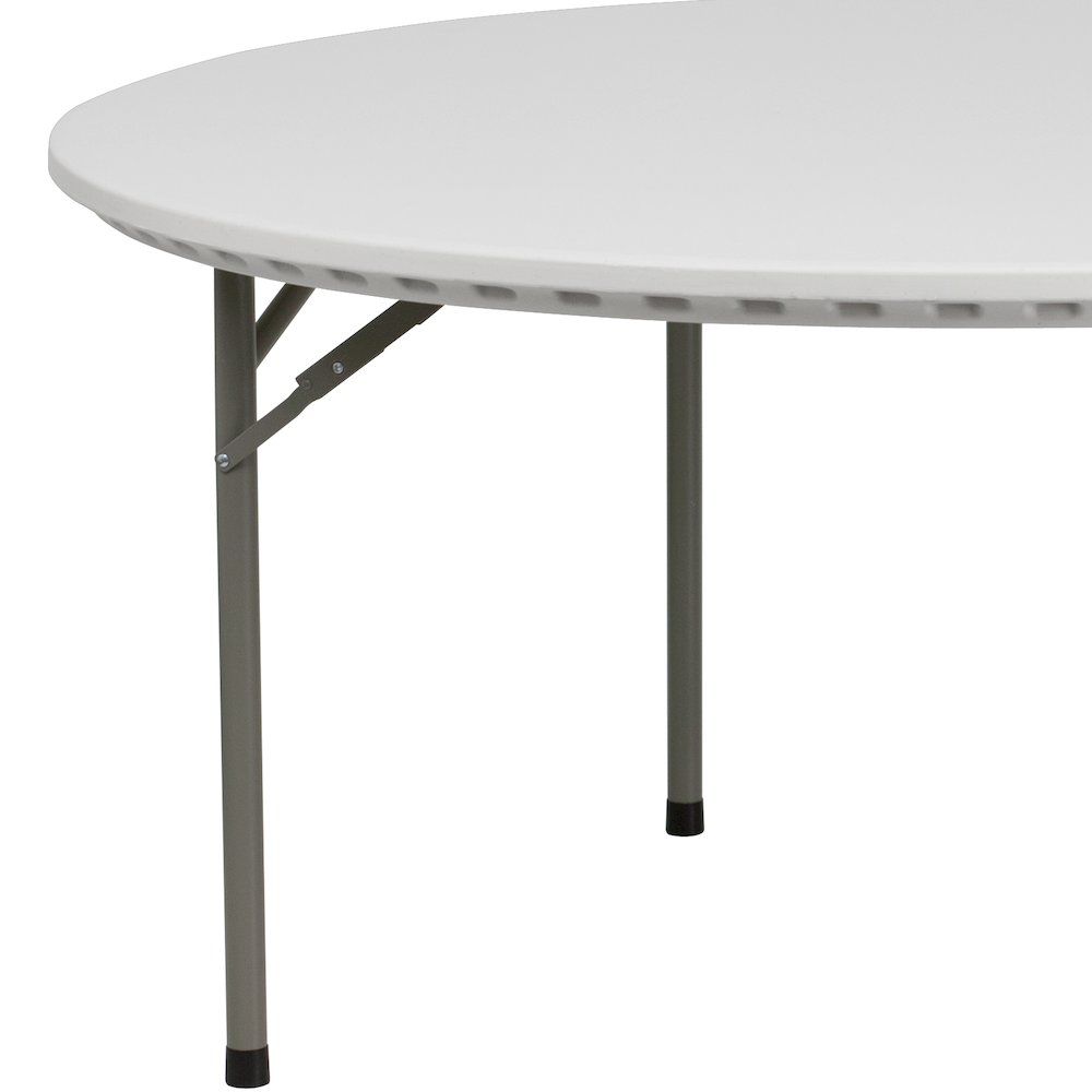 5-Foot Round Granite White Plastic Folding Table, Round Table for 8 Guests