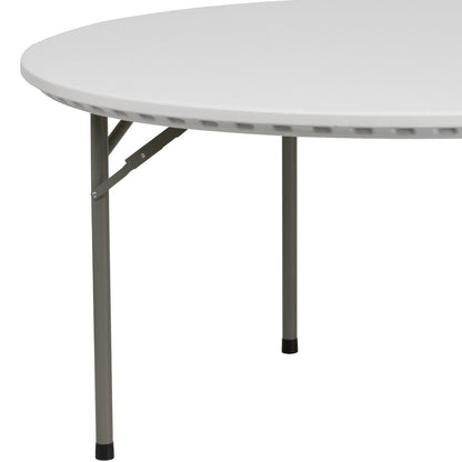 5-Foot Round Granite White Plastic Folding Table, Round Table for 8 Guests