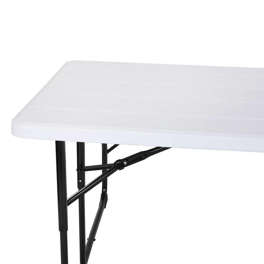 White Wood Grain Folding Picnic Table and Benches - 4.5 Foot Folding Table