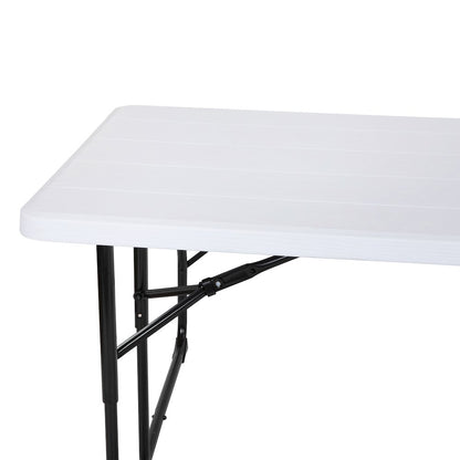 White Wood Grain Folding Picnic Table and Benches - 4.5 Foot Folding Table