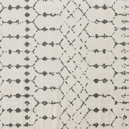 Geometric Bohemian Low Pile Rug - 5' x 7' -Ivory/Gray Polyester