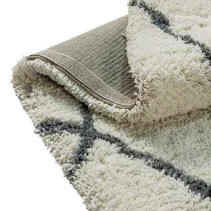 Shag Style Diamond Trellis Area Rug - 5' x 7' - Ivory/Gray Polyester (PET)
