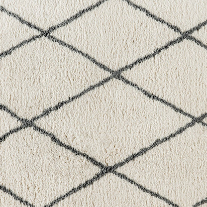 Shag Style Diamond Trellis Area Rug - 5' x 7' - Ivory/Gray Polyester (PET)