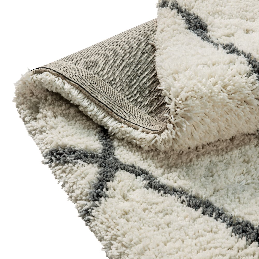 Shag Style Diamond Trellis Area Rug - 8' x 10' - Ivory/Gray Polyester (PET)