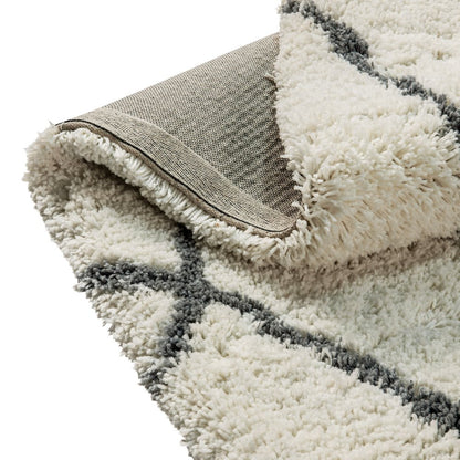 Shag Style Diamond Trellis Area Rug - 8' x 10' - Ivory/Gray Polyester (PET)
