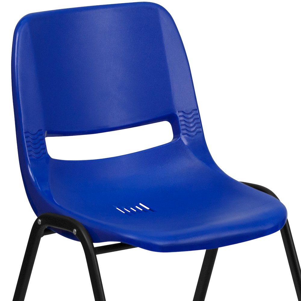 Kid's Navy Shell Stack Chair with Black Frame and 12" Seat Height