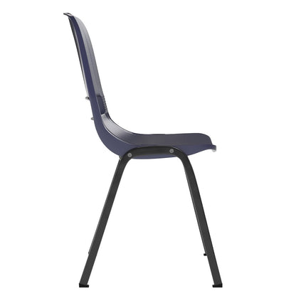 661 lb. Capacity Navy Shell Stack Chair with Black Frame and 16'' Seat Height