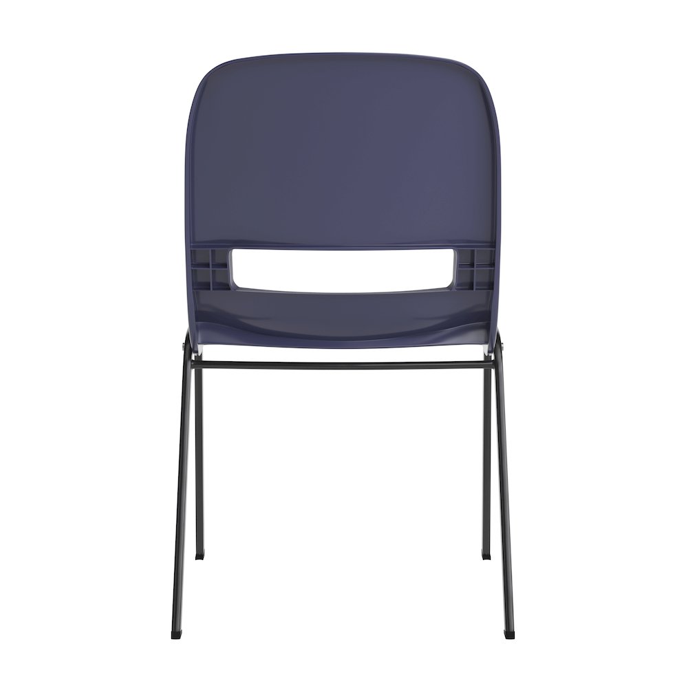 661 lb. Capacity Navy Shell Stack Chair with Black Frame and 16'' Seat Height