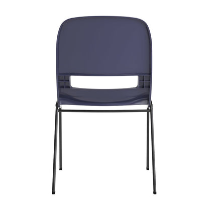 661 lb. Capacity Navy Shell Stack Chair with Black Frame and 16'' Seat Height