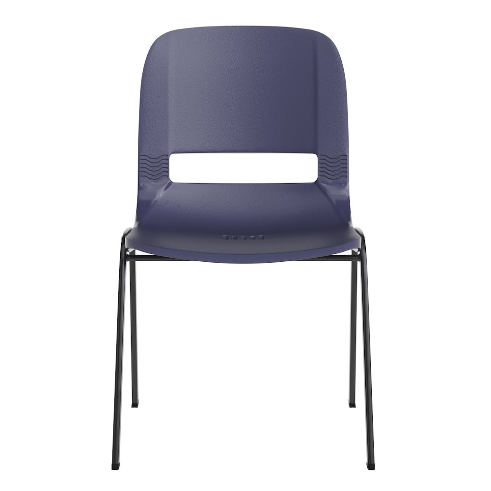 661 lb. Capacity Navy Shell Stack Chair with Black Frame and 16'' Seat Height