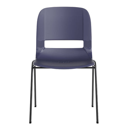 661 lb. Capacity Navy Shell Stack Chair with Black Frame and 16'' Seat Height