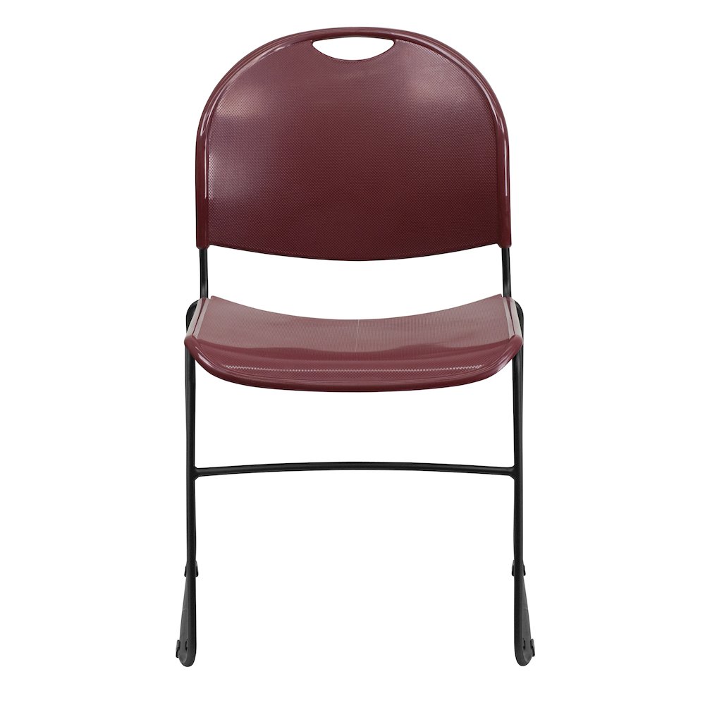 880 lb. Capacity Burgundy Ultra-Compact Stack Chair with Black Powder Coated Frame