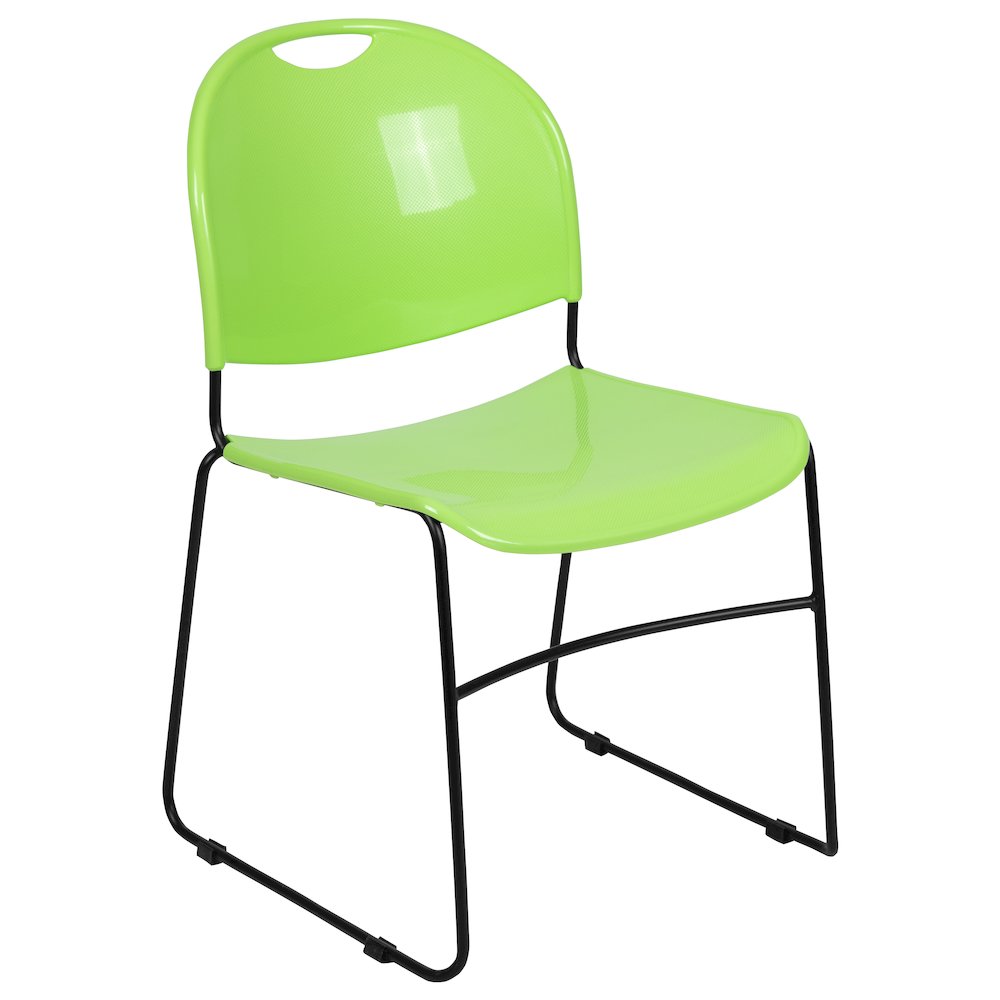 880 lb. Capacity Green Ultra-Compact Stack Chair with Black Powder Coated Frame