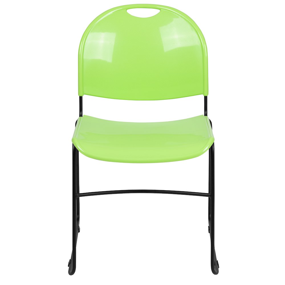880 lb. Capacity Green Ultra-Compact Stack Chair with Black Powder Coated Frame