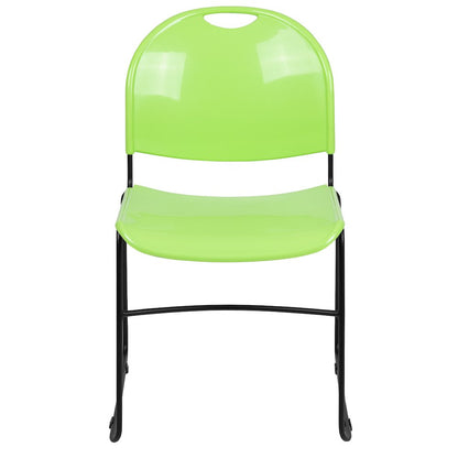 880 lb. Capacity Green Ultra-Compact Stack Chair with Black Powder Coated Frame