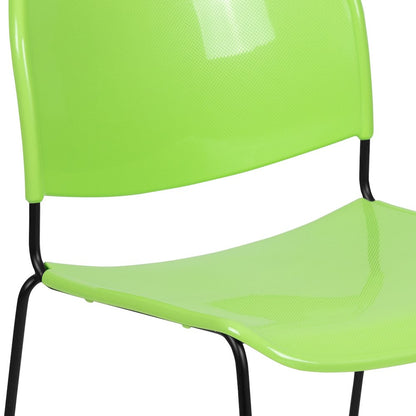 880 lb. Capacity Green Ultra-Compact Stack Chair with Black Powder Coated Frame