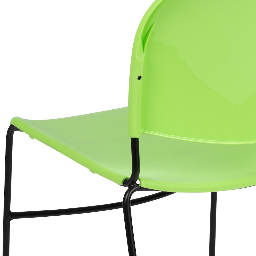 880 lb. Capacity Green Ultra-Compact Stack Chair with Black Powder Coated Frame