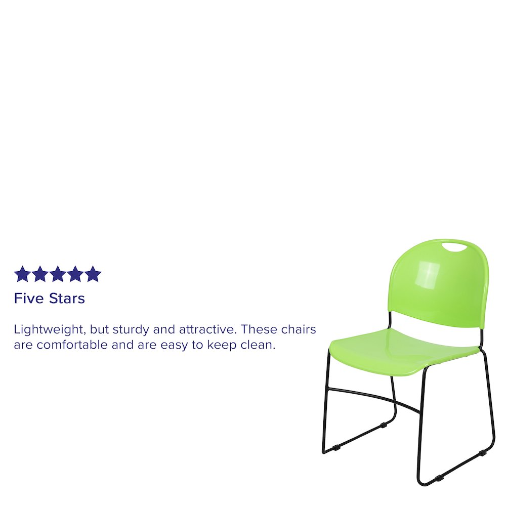 880 lb. Capacity Green Ultra-Compact Stack Chair with Black Powder Coated Frame