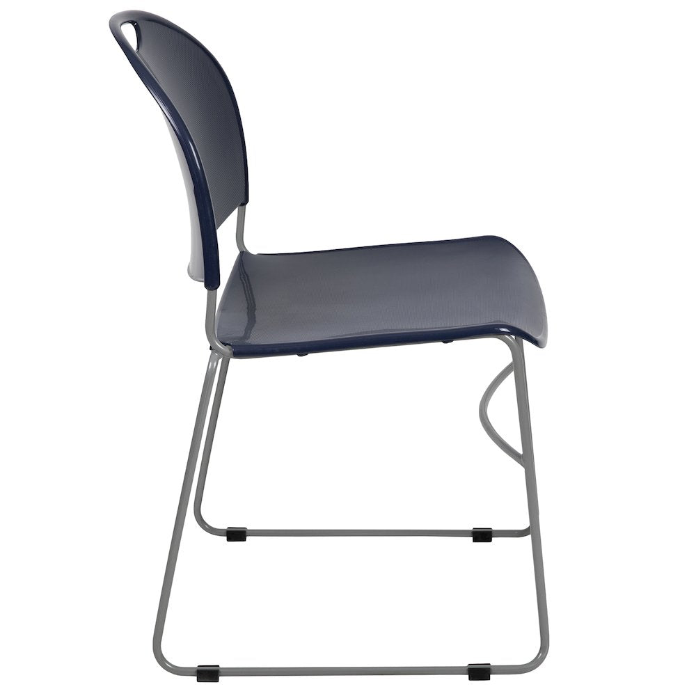 HERCULES Series 880 lb. Capacity Navy Ultra-Compact Stack Chair with Silver Powder Coated Frame