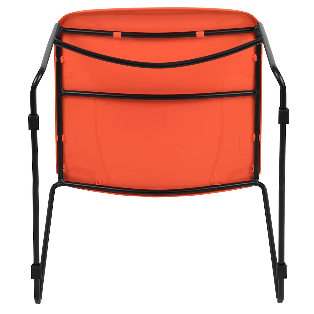 880 lb. Capacity Orange Ultra-Compact Stack Chair with Black Powder Coated Frame