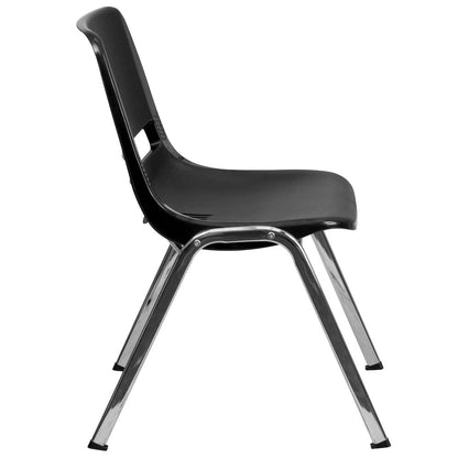 880 lb. Capacity Black Shell Stack Chair with Chrome Frame and 18'' Seat Height