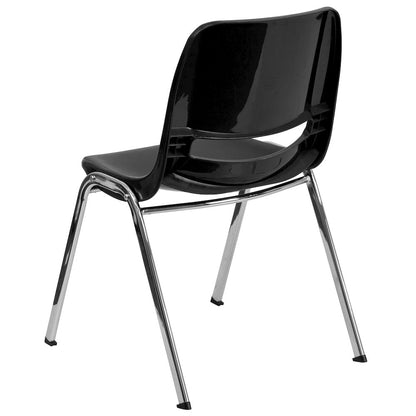880 lb. Capacity Black Shell Stack Chair with Chrome Frame and 18'' Seat Height