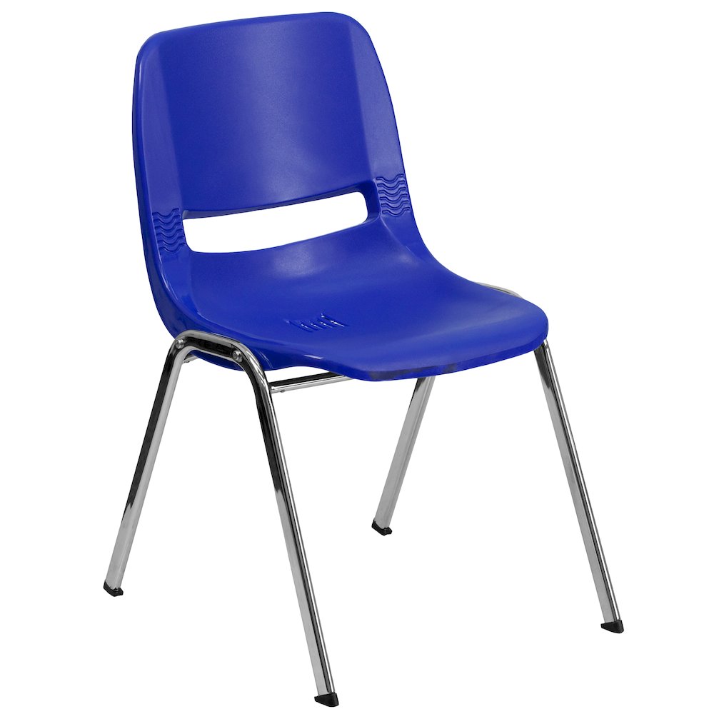 880 lb. Capacity Navy Shell Stack Chair with Chrome Frame and 18'' Seat Height