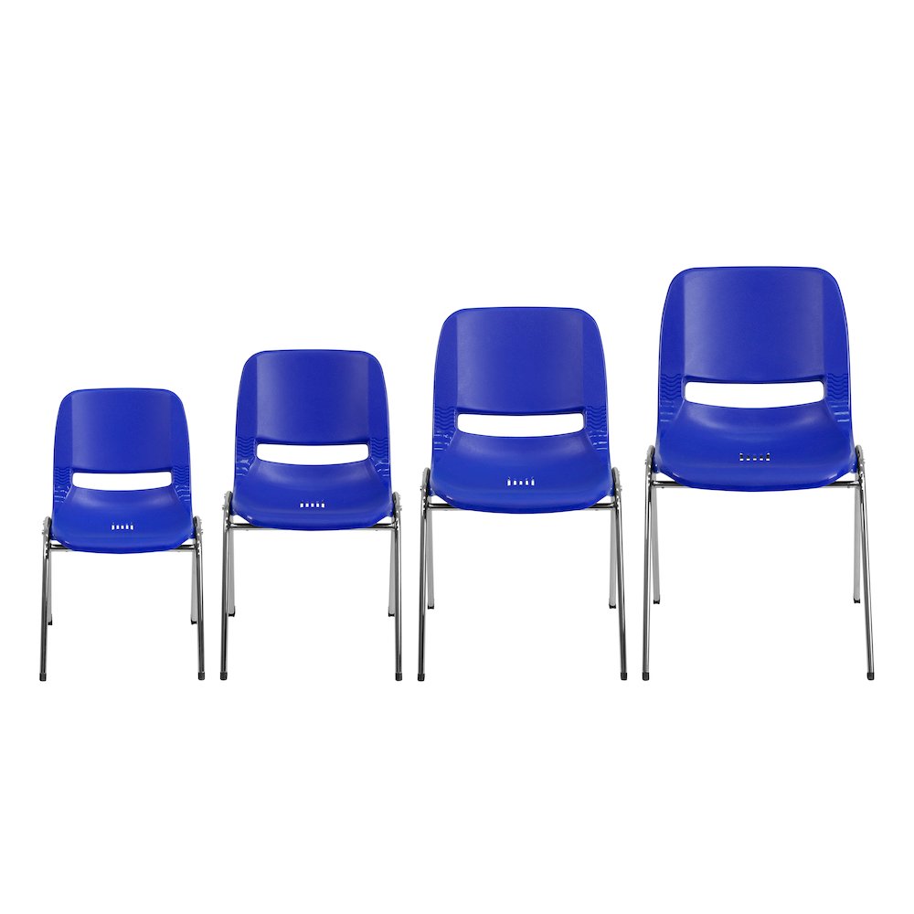 880 lb. Capacity Navy Shell Stack Chair with Chrome Frame and 18'' Seat Height
